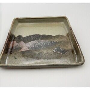 VINTAGE Studio Art Pottery Ceramic Wall Hanging Brown on Brown Glaze SIGNED